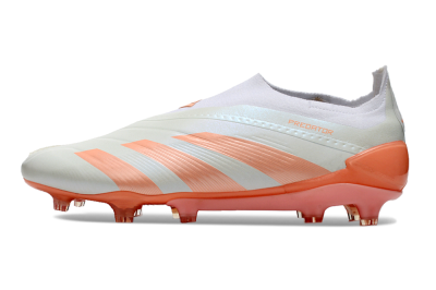 Men's Adidas Predator Elite Laceless FG Firm Ground Low-Tops Football Boots - Beige/white/Orange