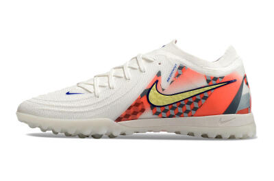 Men's Nike Phantom GX 2 Elite TF Artificial Turf Low-Tops Football Shoes - White/Yellow/Pink