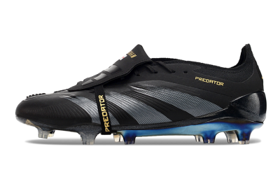 Men's Adidas Predator Elite Foldover Tongue FG Firm Ground Low-Tops Football Boots - Black/Silver/Gold