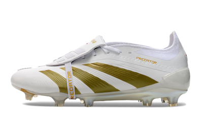 Men's Adidas Predator Elite Foldover Tongue FG Firm Ground Low-Tops Football Boots - Beige/Gold/White