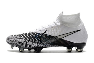 Men's Nike Mercurial Superfly 7 Elite FG Firm Ground High-Tops Football Boots - Black/White/Blue