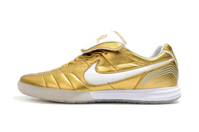 Men's Nike Tiempo Legend 7 Elite R10 IC Indoor & Futsal Low-Tops Football Shoes - Gold/White