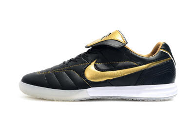 Men's Nike Tiempo Legend 7 Elite R10 IC Indoor & Futsal Low-Tops Football Shoes - Black/Gold/White