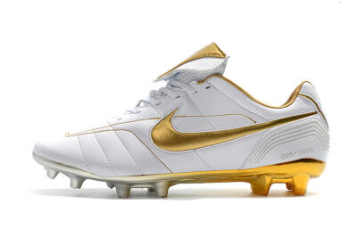 Men's Nike Tiempo Legend 7 Elite R10 FG Firm Ground Low-Tops Football Boots - White/Gold