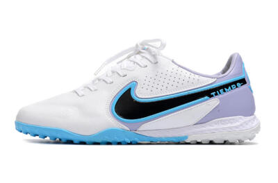 Men's Nike React Tiempo Legend 9 Pro TF Artificial Turf Low-Tops Football Shoes - White/Blue/Purple
