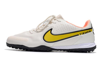 Men's Nike React Tiempo Legend 9 Pro TF Artificial Turf Low-Tops Football Shoes - White/Yellow/Black