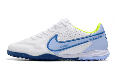 Men's Nike React Tiempo Legend 9 Pro TF Artificial Turf Low-Tops Football Shoes - White/Blue/Yellow
