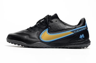 Men's Nike React Tiempo Legend 9 Pro TF Artificial Turf Low-Tops Football Shoes - Black/Gold/Blue