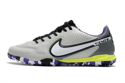 Men's Nike React Tiempo Legend 9 Pro TF Artificial Turf Low-Tops Football Shoes - Grey/White/Black/Yellow