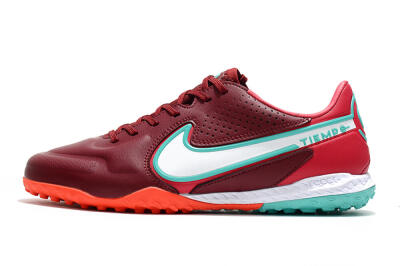Men's Nike React Tiempo Legend 9 Pro TF Artificial Turf Low-Tops Football Shoes - Red/White/Jade