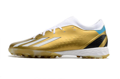 Men's Adidas X Speedportal.3 TF Artificial Turf Low-Tops Football Shoes - Gold/White/Black