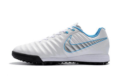 Men's Nike Tiempox Ligera IV TF Artificial Turf Low-Tops Football Shoes - White/Silver/Blue