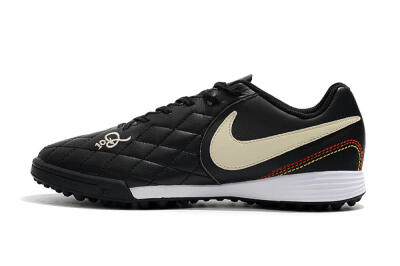 Men's Nike Tiempox Finale 10R TF Artificial Turf Low-Tops Football Shoes - Black/Beige/White