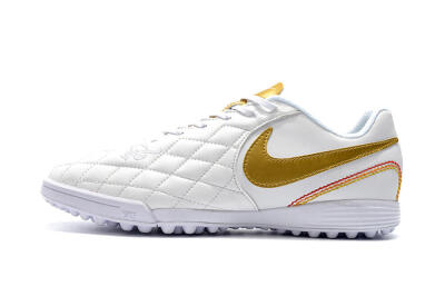 Men's Nike Tiempox Finale 10R TF Artificial Turf Low-Tops Football Shoes - White/Gold/Red