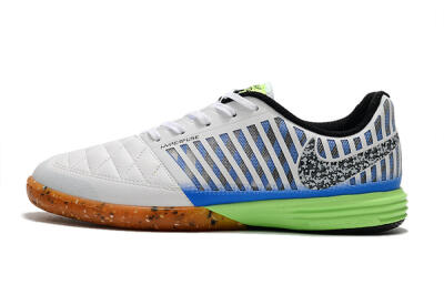Men's Nike Lunar Gato 2 IC Indoor & Futsal Low-Tops Football Shoes - White/Black/Blue/Yellow