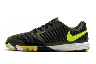 Men's Nike Lunar Gato 2 IC Indoor & Futsal Low-Tops Football Shoes - Black/Green/Yellow