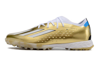 Men's Adidas X Speedportal.1 TF Artificial Turf Low-Tops Football Shoes - Gold/White/Blue