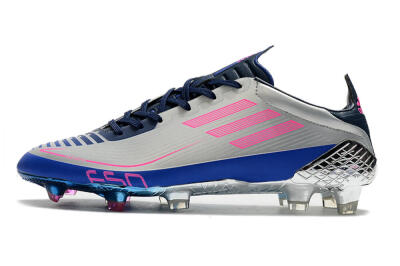 Men's Adidas F50 Adizero Ghosted FG Firm Ground Low-Tops Football Boots - Silver/Pink/Blue
