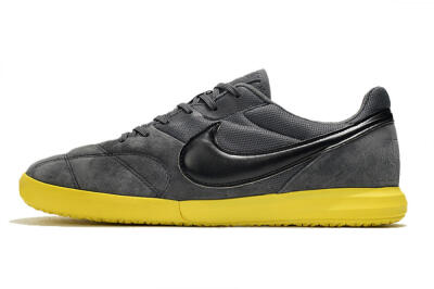 Men's Nike Premier 2 Sala IC Indoor & Futsal Low-Tops Football Shoes - Grey/Black/Yellow