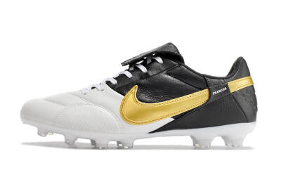 Men's Nike The Premier 3 FG Firm Ground Low-Tops Football Boots - White/Gold/Black