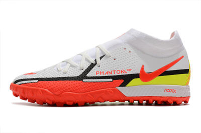 Men's Nike Phantom GT Pro TF Artificial Turf High-Tops Football Shoes - White/Black/Red/Yellow
