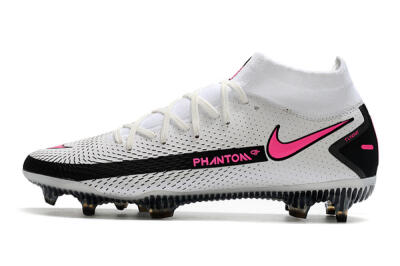 Men's Nike Phantom GT DF Elite FG Firm Ground High-Tops Football Boots - White/Black/Pink