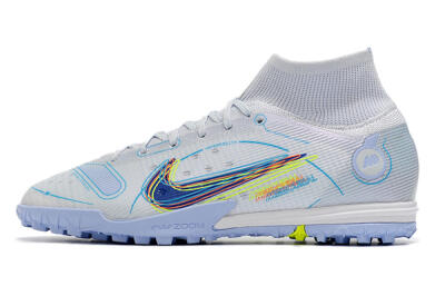 Men's Nike Mercurial Superfly 8 Elite TF Artificial Turf High-Tops Football Shoes - White/Blue/Yellow
