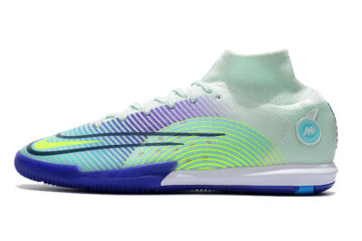 Men's Nike Mercurial Superfly 8 Elite IC Indoor & Futsal High-Tops Football Shoes - Jade/Yellow/Purple