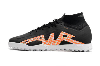 Men's Nike Air Zoom Mercurial Superfly 9 Elite TF Artificial Turf High-Tops Football Shoes - Black/Orange/White