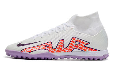 Men's Nike Air Zoom Mercurial Superfly 9 Elite TF Artificial Turf High-Tops Football Shoes - White/Red/Purple