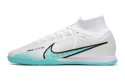 Men's Nike Air Zoom Mercurial Superfly 9 Elite IC Indoor & Futsal High-Tops Football Shoes - White/Blue/Black