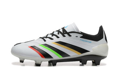Men's Adidas Predator Elite 24 FG Firm Ground Low-Tops Football Boots - White/Black/Red/Gold