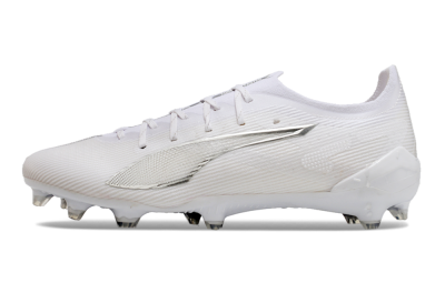 Men's Puma Ultra 5 Ultimate FG Firm Ground Low-Tops Football Boots - White/Silver