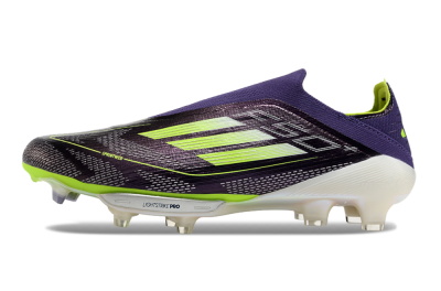 Unisex Adidas F50+ Lightstrike Pro Laceless FG Firm Ground Low-Tops Football Boots - Purple/Yellow/White