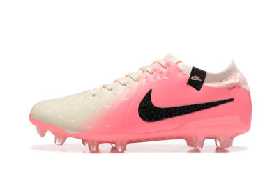 Men's Nike Tiempo Legend 10 Elite FG Firm Ground Low-Tops Football Boots - White/Pink/Black