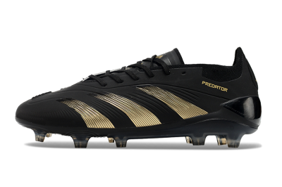 Unisex Adidas Predator Elite 24 FG Firm Ground Low-Tops Football Boots - Black/Gold/Blue
