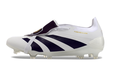Men's Adidas Predator Elite Foldover Tongue FG Firm Ground Low-Tops Football Boots - White/Black/Gold