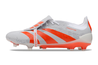Men's Adidas Predator Elite Foldover Tongue FG Firm Ground Low-Tops Football Boots - Grey/Red/White