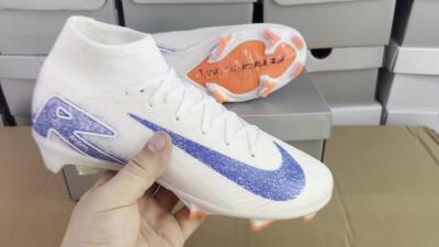 Unisex Nike Air Zoom Mercurial Superfly 10 Elite FG Firm Ground High-Tops Football Boots - Grey/Blue/Orange