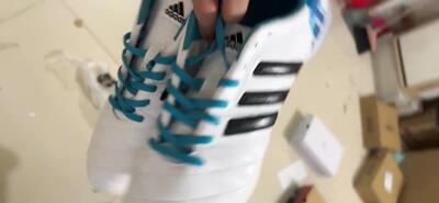 Men's Adidas AdiPure 11Pro X PD25 Trx TF Artificial Turf Low-Tops Football Shoes - White/Black/Blue