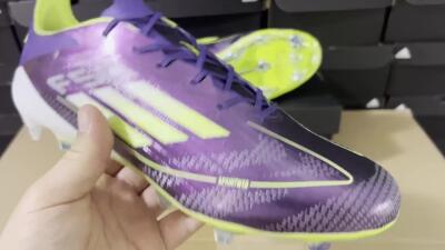 Men's Adidas F50 Adizero FG Firm Ground Low-Tops Football Boots - Purple/Yellow/White