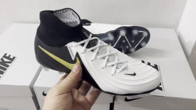 Men's Nike Phantom Luna Elite AG Artificial Grass High-Tops Football Boots - White/Black/Gold