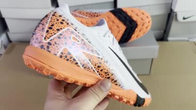 Men's Nike Air Zoom Mercurial Vapor 15 Elite TF Artificial Turf Low-Tops Football Shoes - Grey/Orange/Black