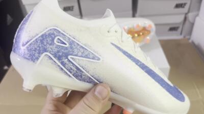 Unisex Nike Air Zoom Mercurial Vapor 16 Elite AG Artificial Grass Low-Tops Football Boots - Beige/Blue