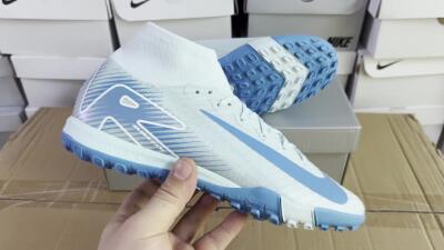 Unisex Nike Air Zoom Mercurial Superfly 10 Elite TF Artificial Turf High-Tops Football Shoes - Jade/Beige/Blue
