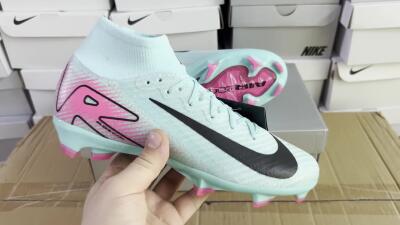 Men's Nike Air Zoom Mercurial Superfly 10 Elite FG Firm Ground High-Tops Football Boots - Jade/Black/Pink