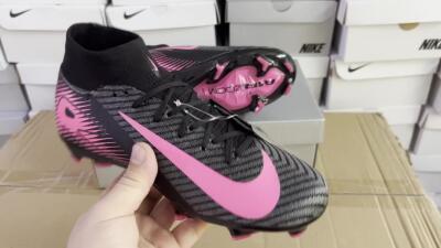 Unisex Nike Air Zoom Mercurial Superfly 10 Elite FG Firm Ground High-Tops Football Boots - Black/Pink
