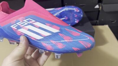 Men's Adidas F50 Elite Laceless FG Firm Ground Low-Tops Football Boots - Blue/Pink/White