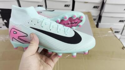 Unisex Nike Air Zoom Mercurial Superfly 10 Elite AG Artificial Grass High-Tops Football Boots - Green/Pink/Black