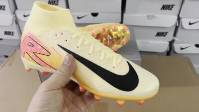 Unisex Nike Air Zoom Mercurial Superfly 10 Elite AG Artificial Grass High-Tops Football Boots - Yellow/Pink/Black